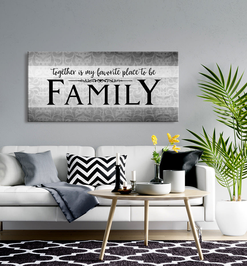 High - Quality Wood - Framed Family Wall Art: 'Together is Our Favorite Place' (Ready to Hang)
