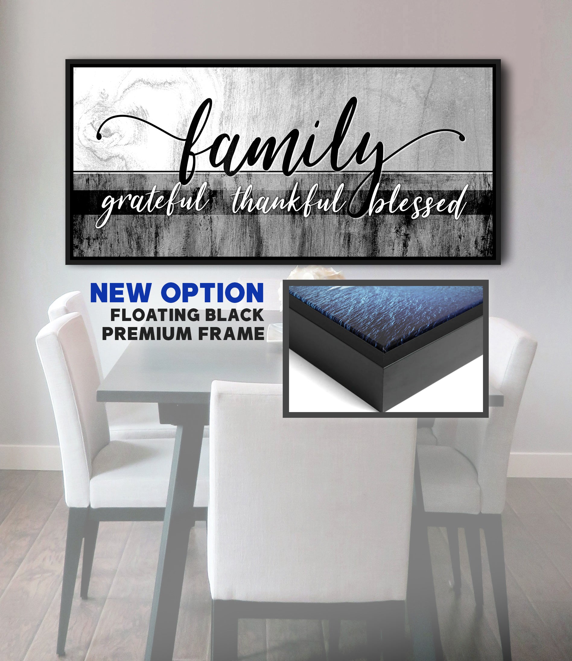 Exclusive Family Wall Art: 'Grateful, Thankful, Blessed' in Wood Frame - Ready to Hang! Buy 2 Save 20%