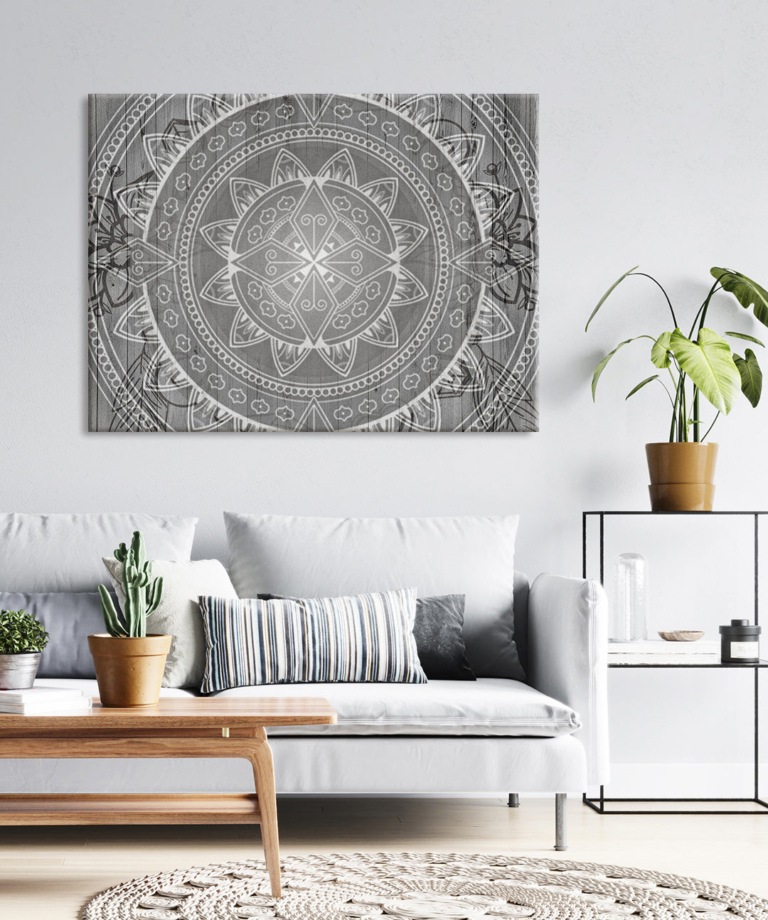 High - quality Wood - framed Boho Mandala Sunrise Wall Art, Ready To Hang