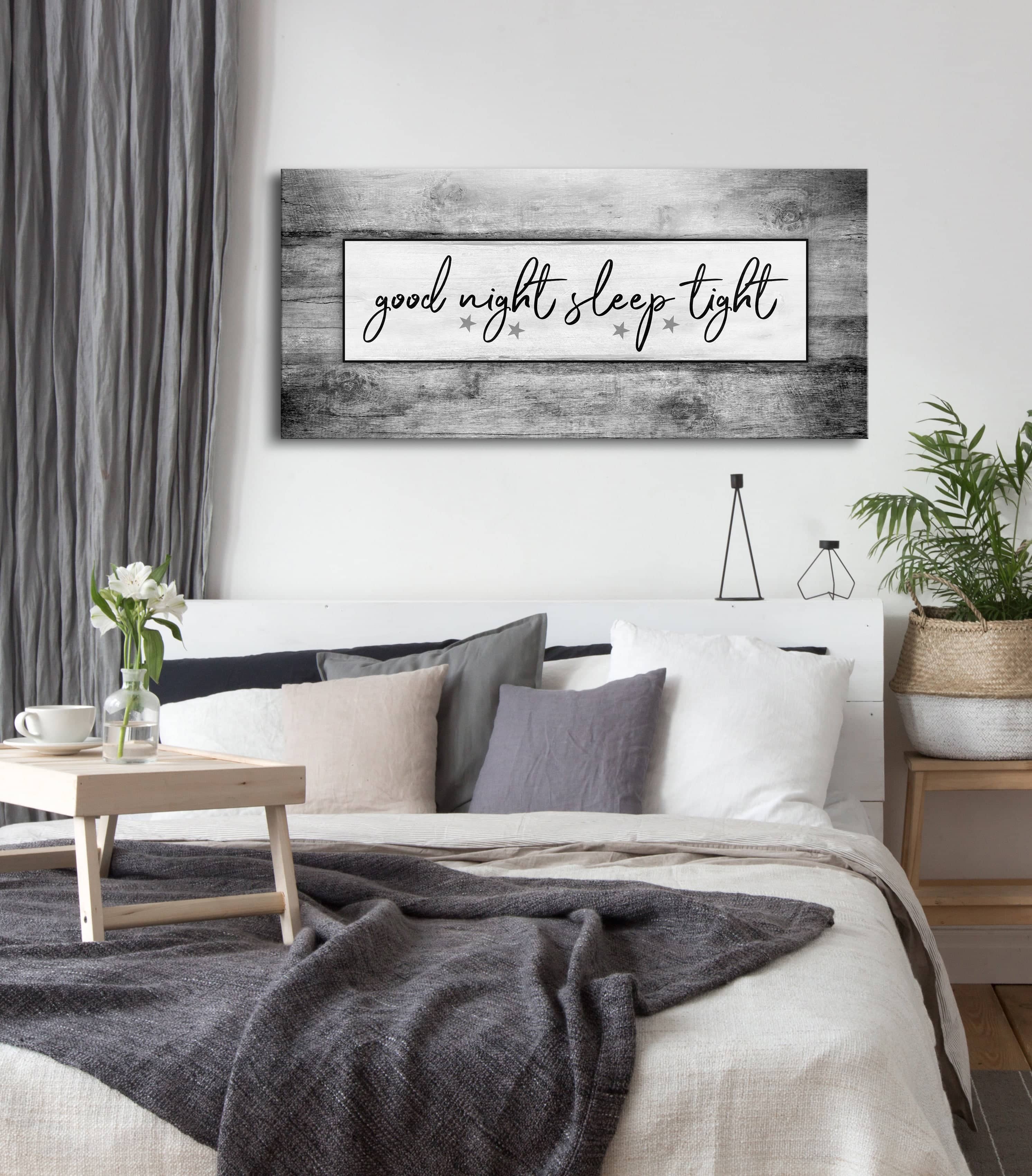 Exclusive Bedroom Wall Art: 'Good night Sleep tight' - Wood Frame, Ready To Hang! Buy 2, Save 20%