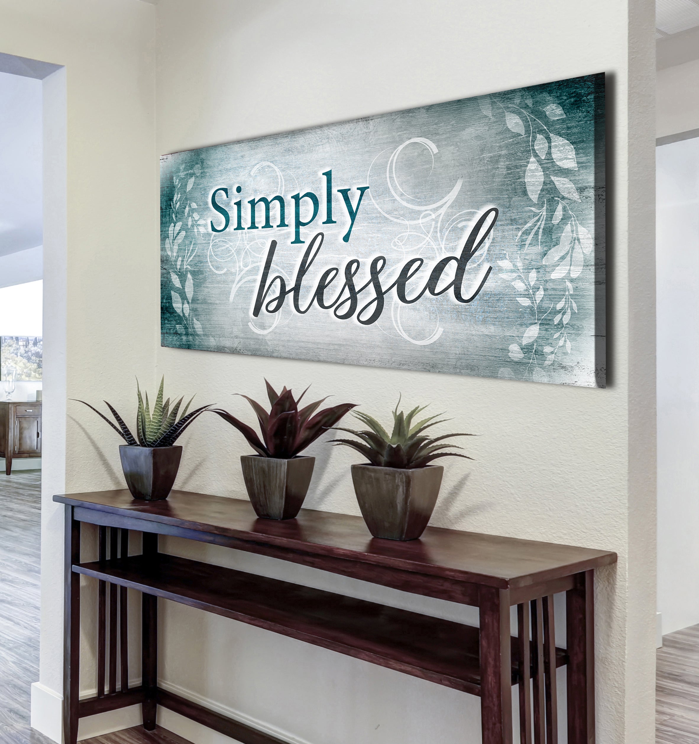 Christian Wall Decor: Simply Blessed V4 with Wood Frame, Ready to Hang - Buy 2 Save 20%