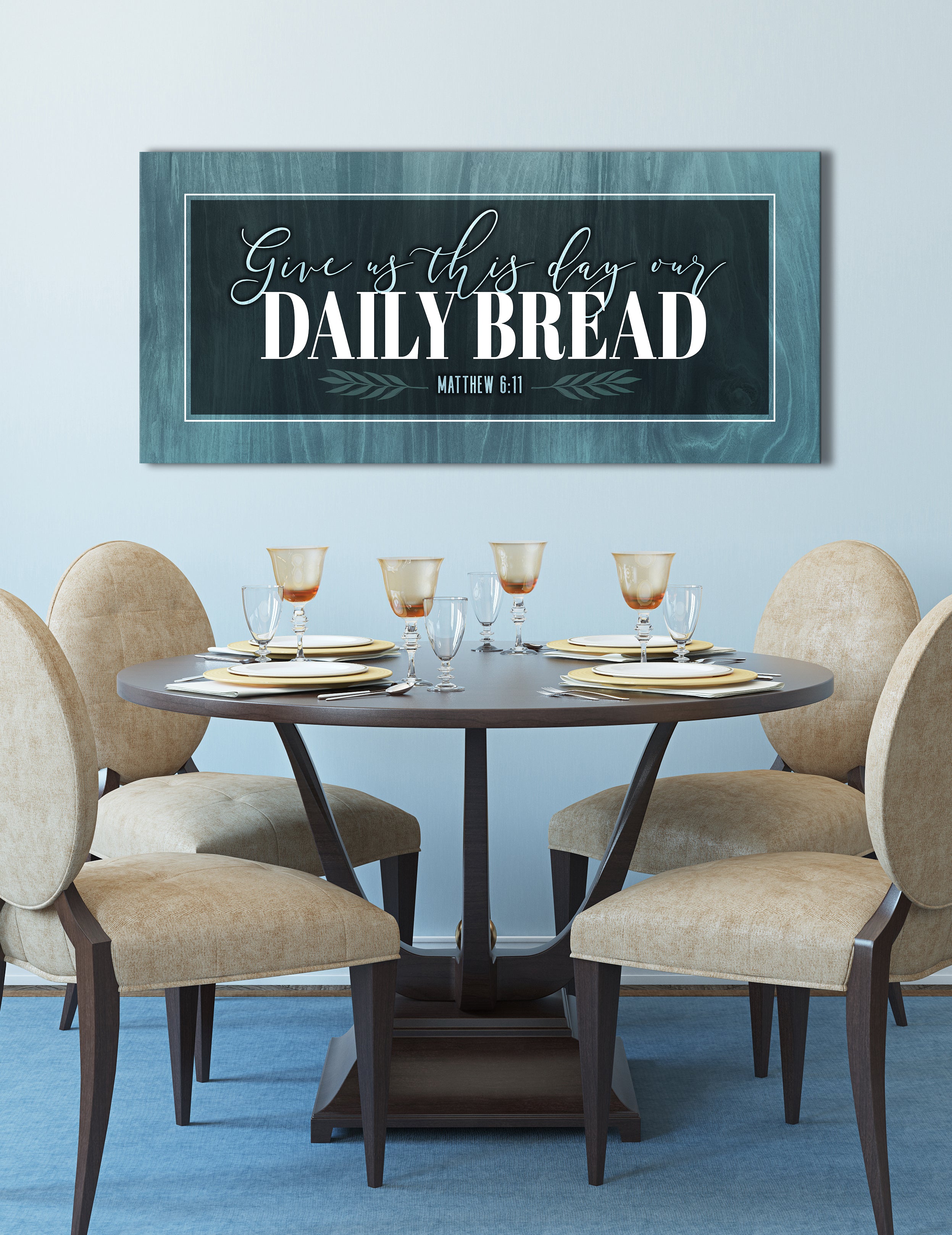 Hot Deal! Christian Wall Art - 'Give us this day our daily bread' in Wood Frame, Ready To Hang