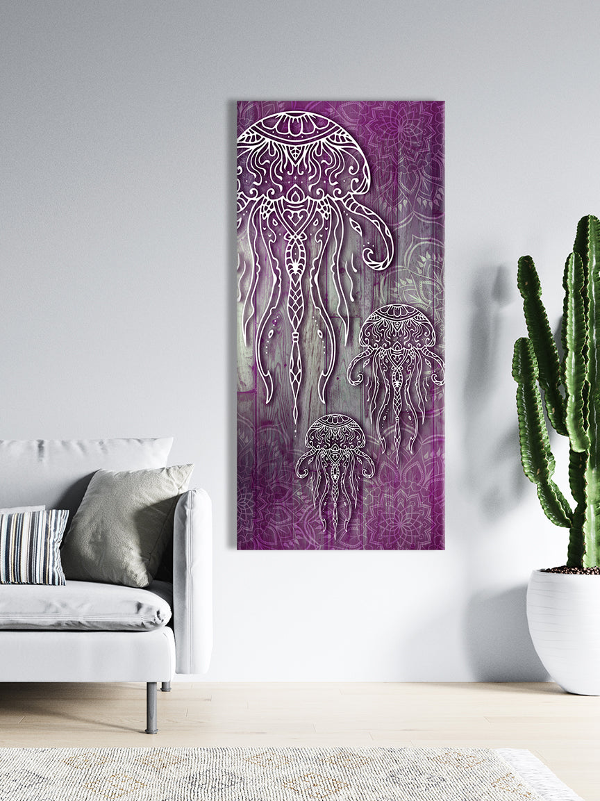 Boho Jellyfish Home Wall Art: Wood Frame, Ready to Hang - Buy 2, Save 20%