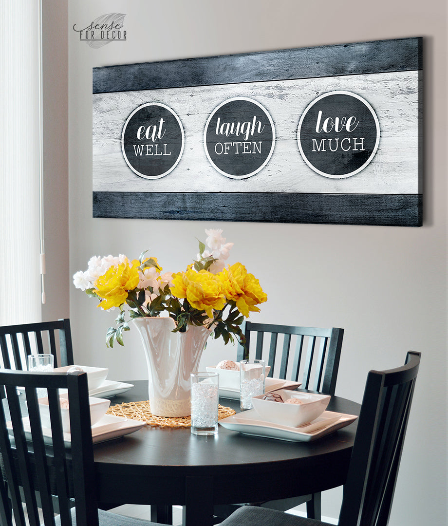Christian Wall Art: Eat Well, Laugh Often, Love Much - Wood Frame, Ready to Hang! Buy 2, Save 20%