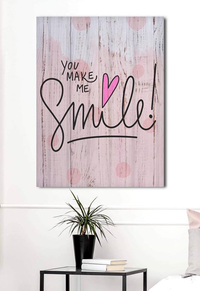 Hot Deal! High - Quality Teen Wall Art 'You Make Me Smile' with Wood Frame, Ready To Hang