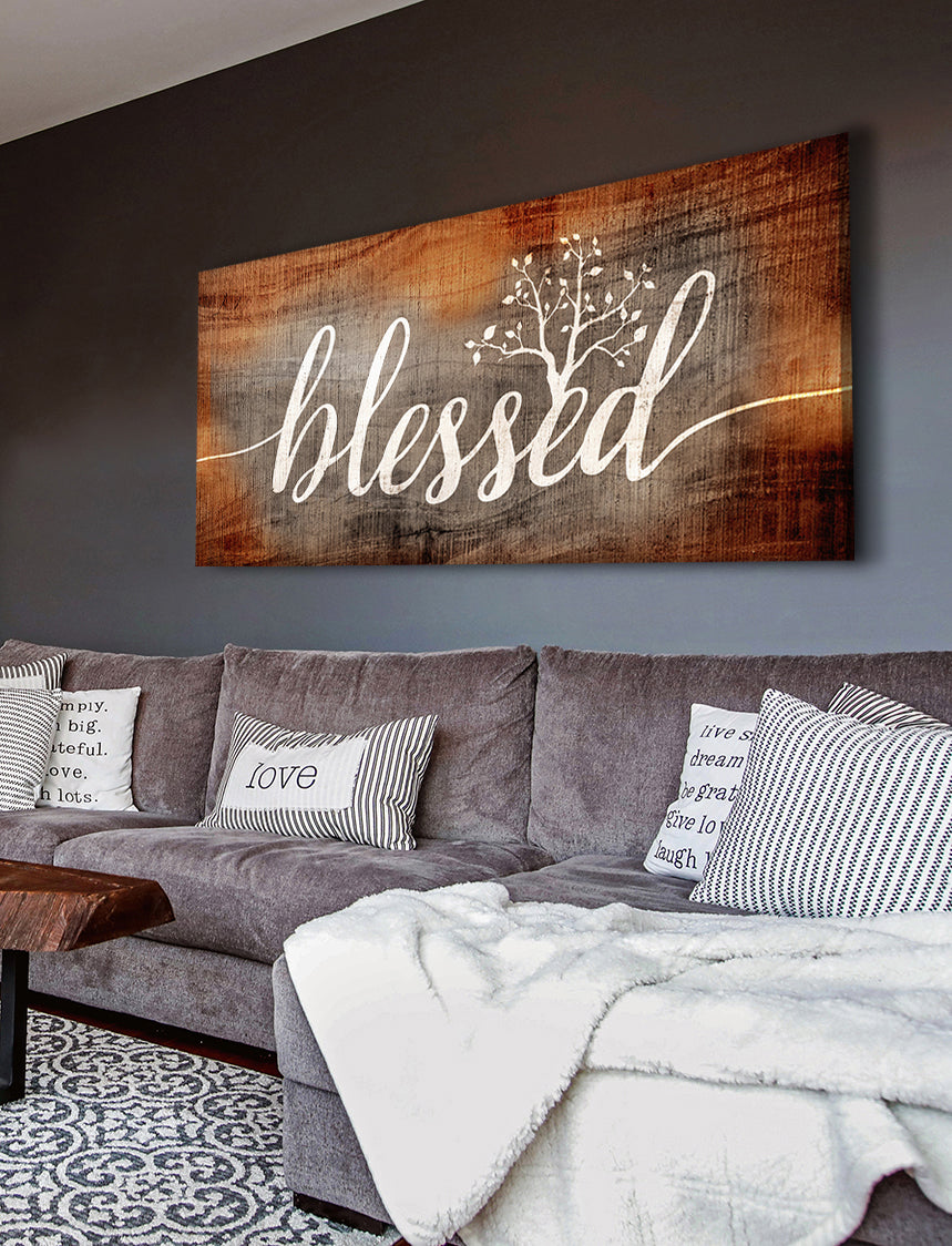 Christian Wall Art: Blessed Word Sign (Wood Frame Ready To Hang)