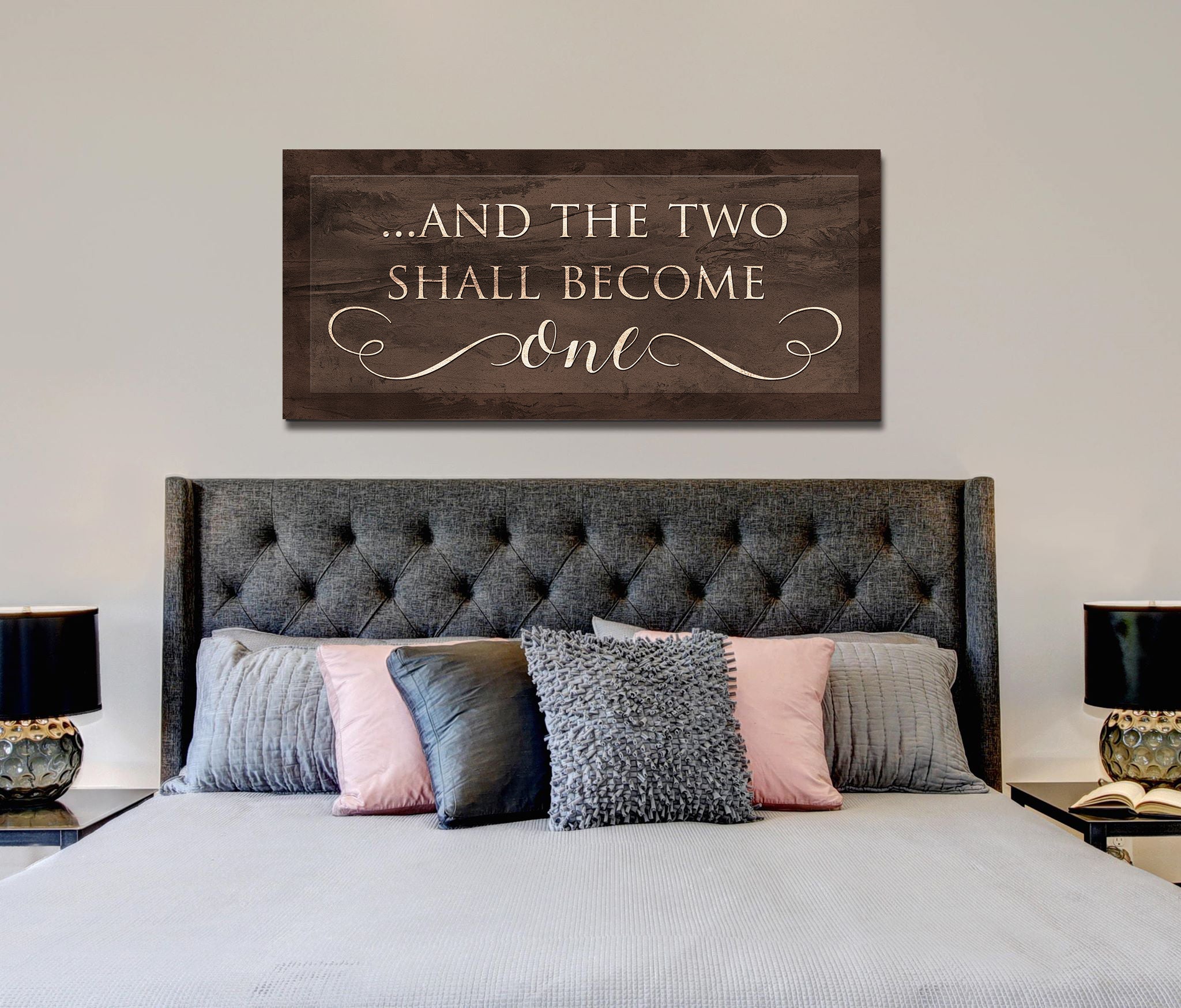 Exclusive Couples Wall Art - 'And The Two Shall Become One' with Wood Frame, Ready to Hang! Buy 2 Save 20%