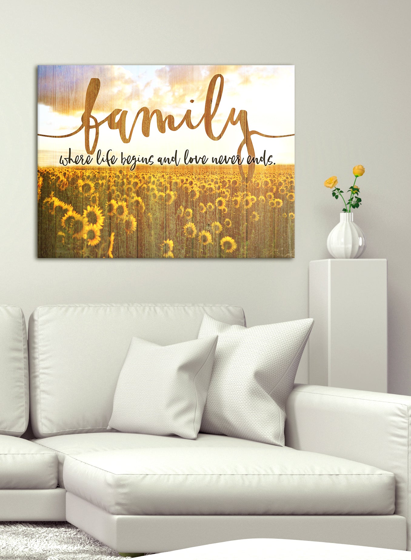 High - Quality Wood - Framed V2 Sunflowers Home Decor Art for Family Life