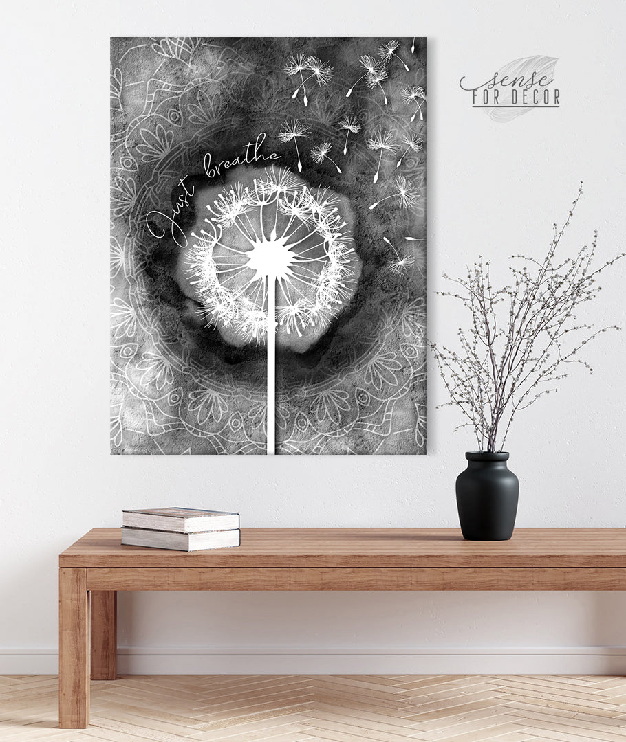 High - Quality Wood - Framed Home Wall Art: Just Breathe V14, Ready To Hang