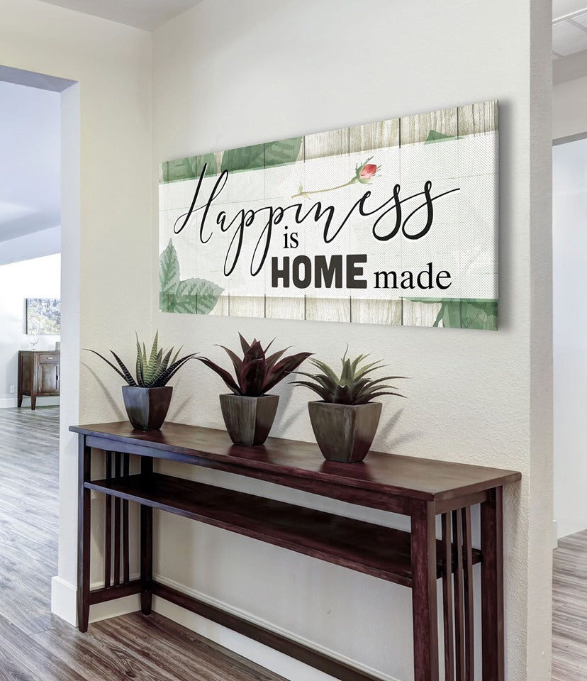 Ready - To - Hang Wood - Framed Home Wall Art: Happiness Built At Home