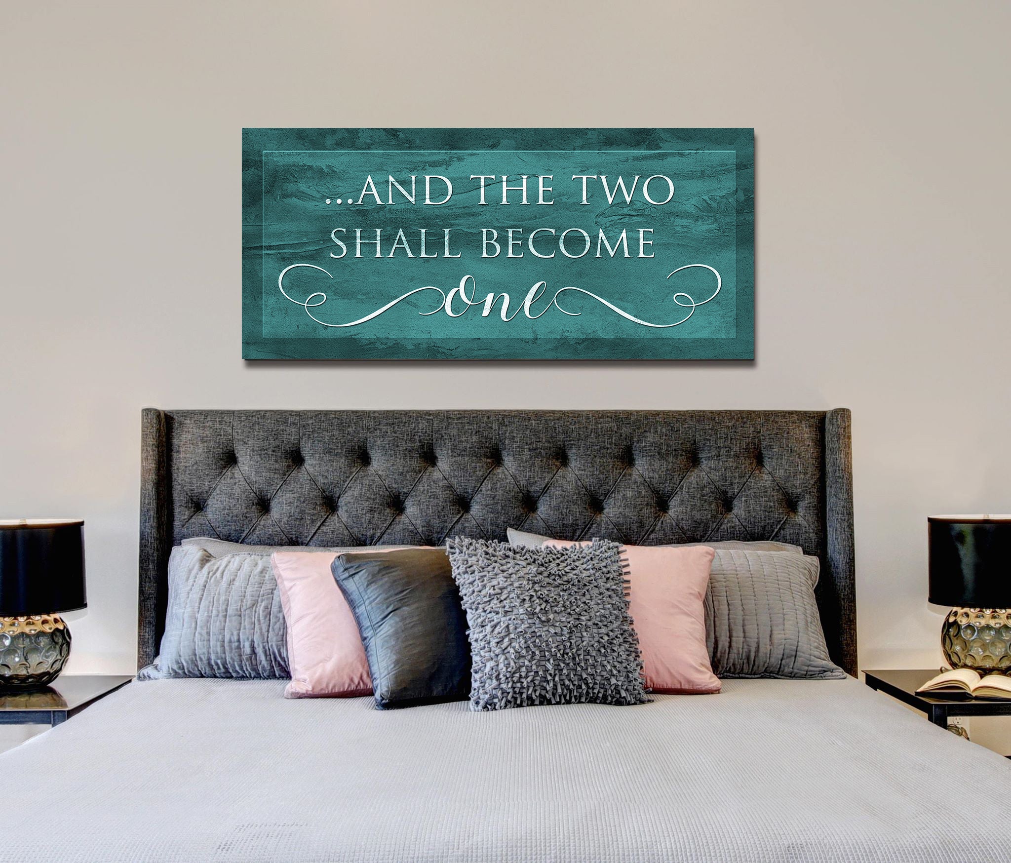 Exclusive Couples Wall Art - 'And The Two Shall Become One' with Wood Frame, Ready to Hang! Buy 2 Save 20%