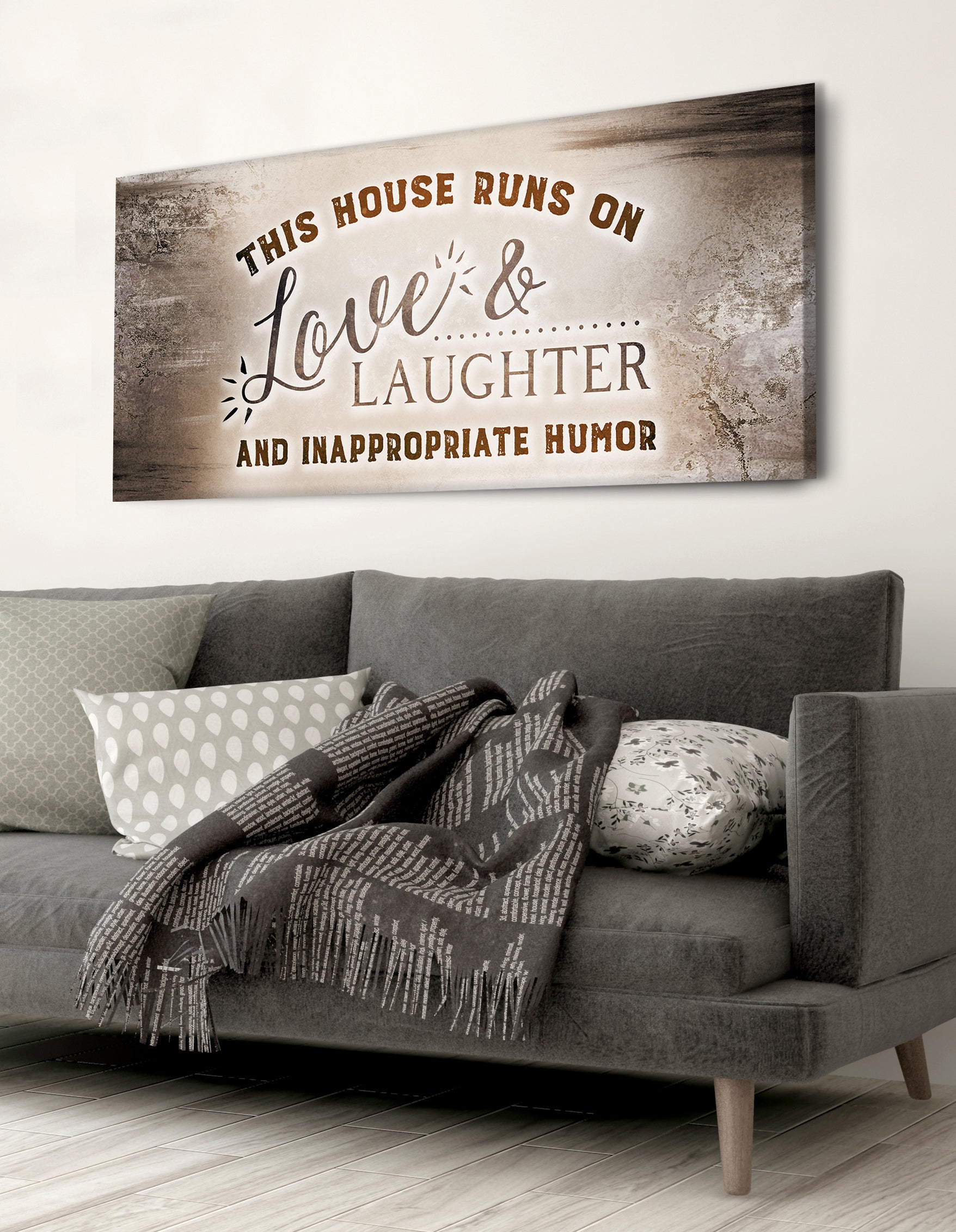 Exclusive! This House Runs On Love And Laughter Wall Art (Wood Frame, Ready To Hang)