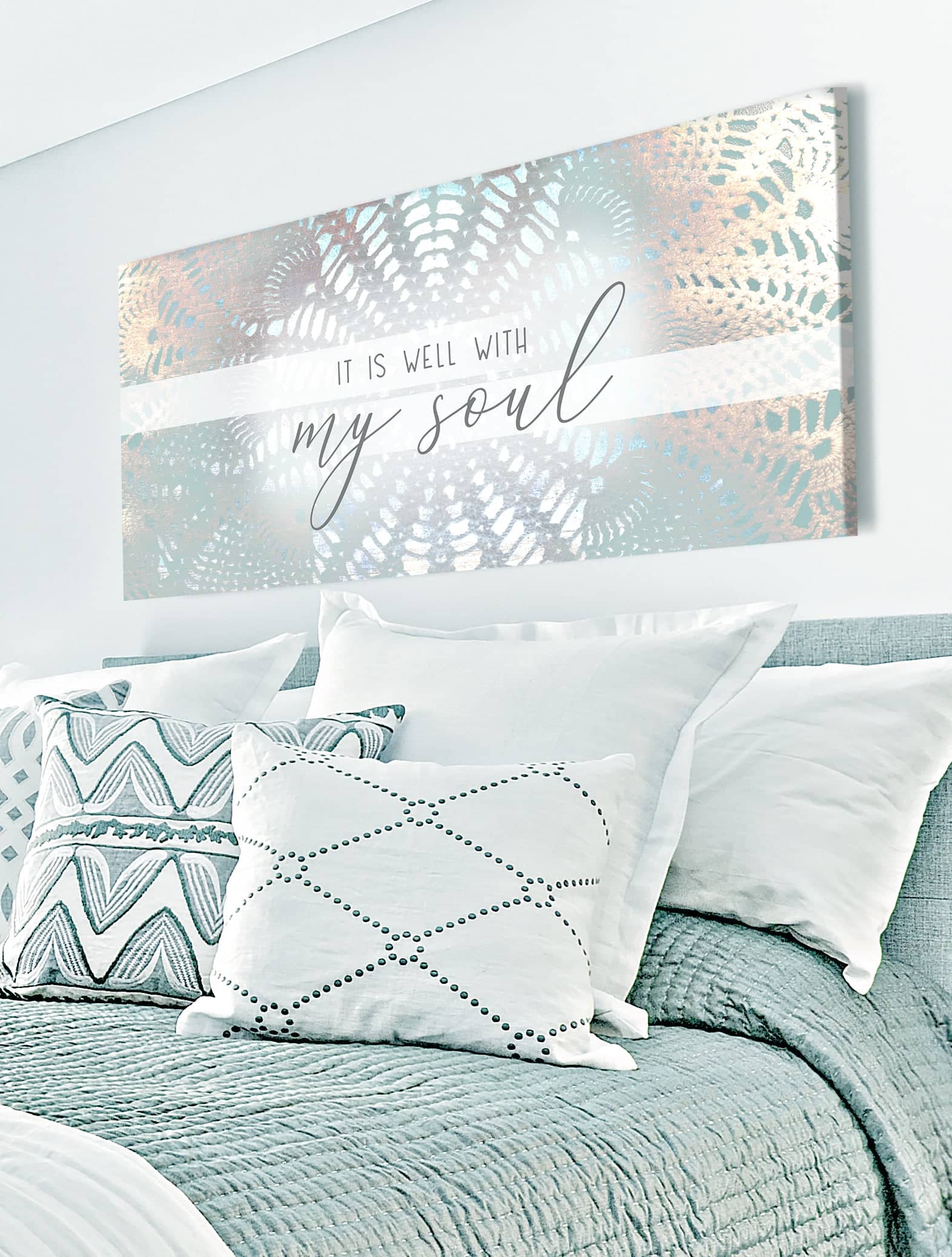 High - Quality 'It Is Well With My Soul V2' Bedroom Wall Art with Wood Frame, Ready to Hang