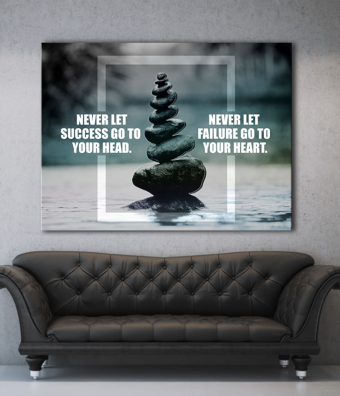 High - Quality Zen Business Heart Canvas Art with Wood Frame, Ready to Hang