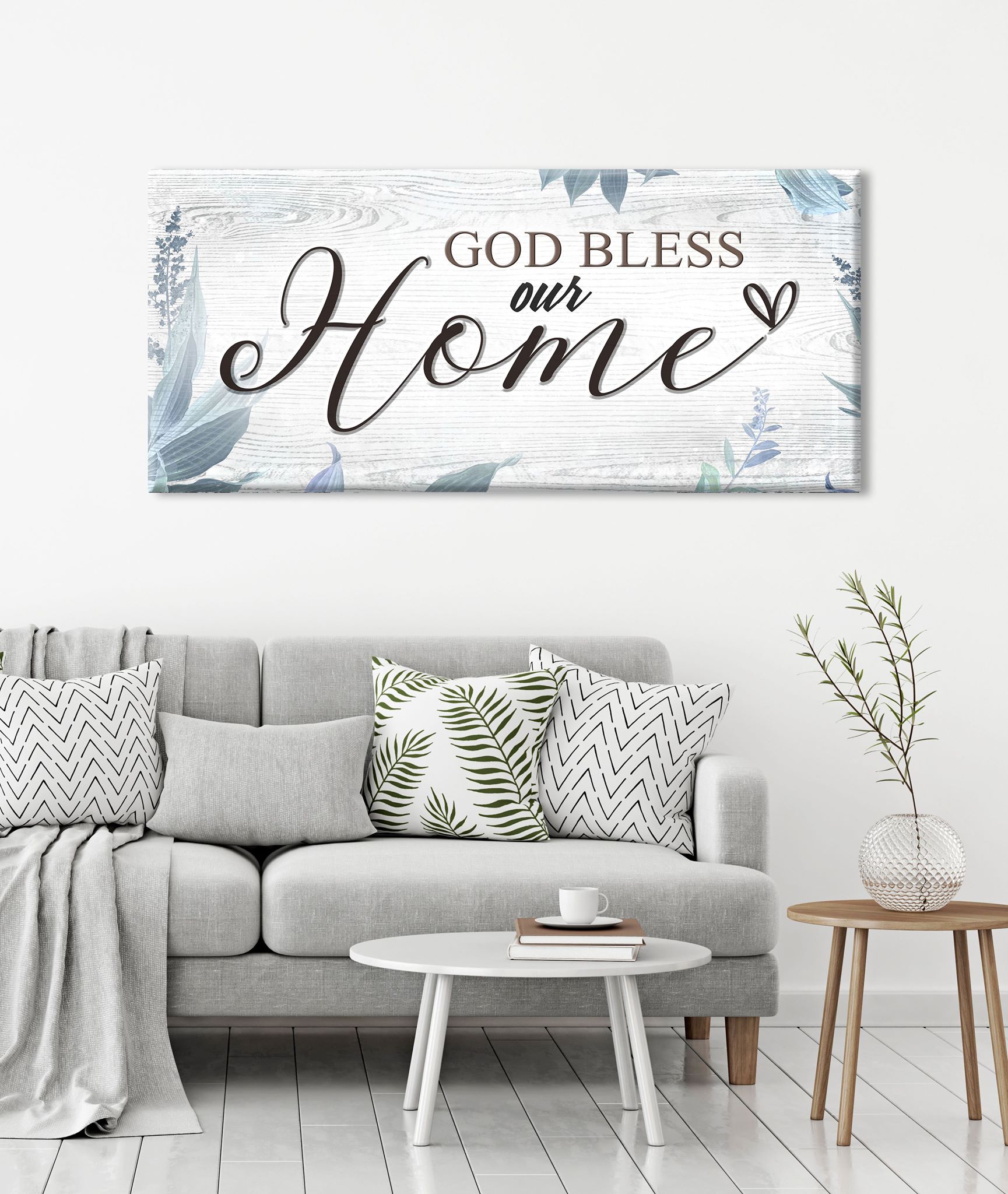 High - Quality Christian Wall Art: God Bless Our Home with Wood Frame, Ready to Hang