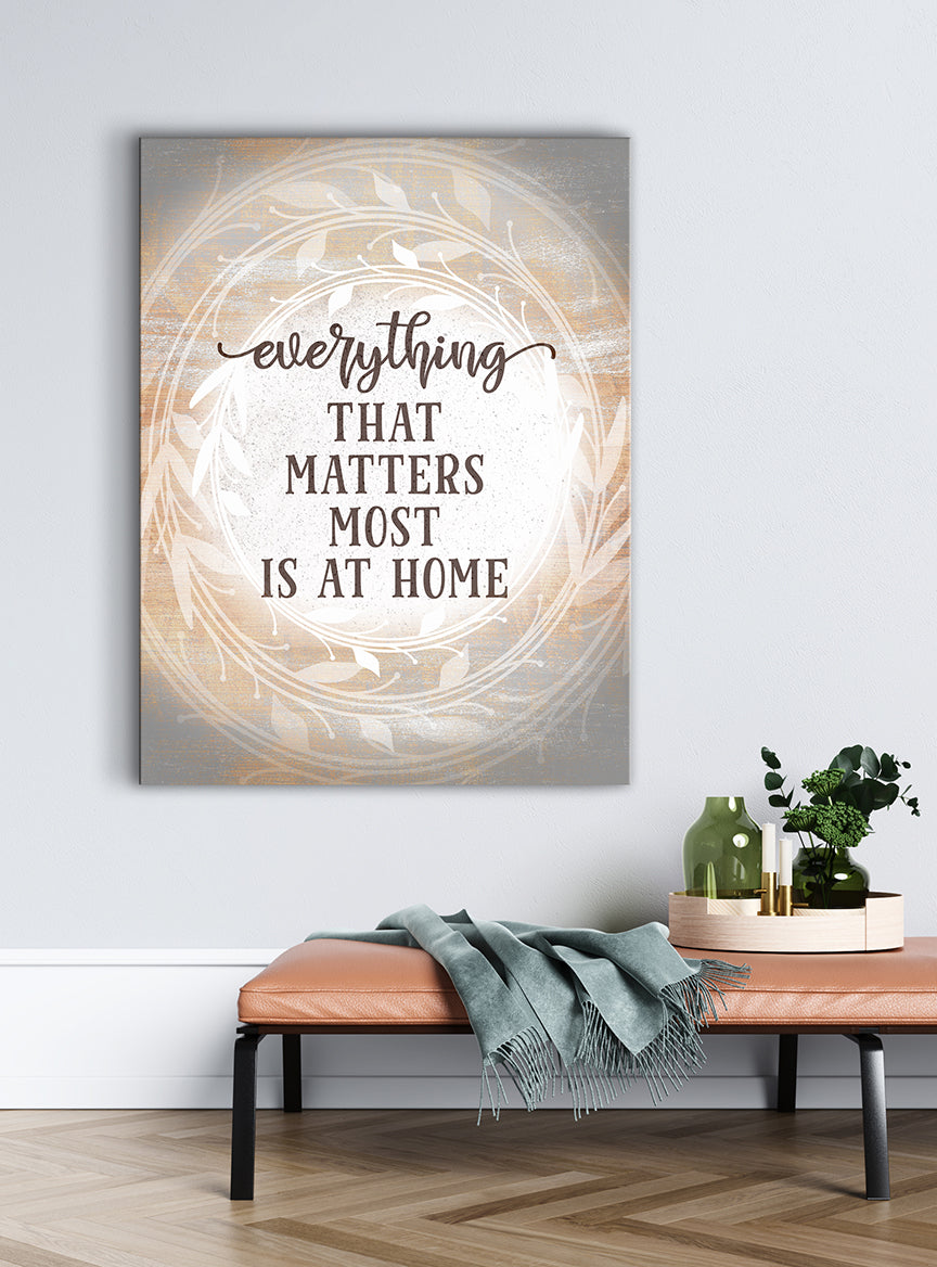 High - Quality Wood - Framed Home Wall Art: All That Matters Is at Home V2 (Ready To Hang)