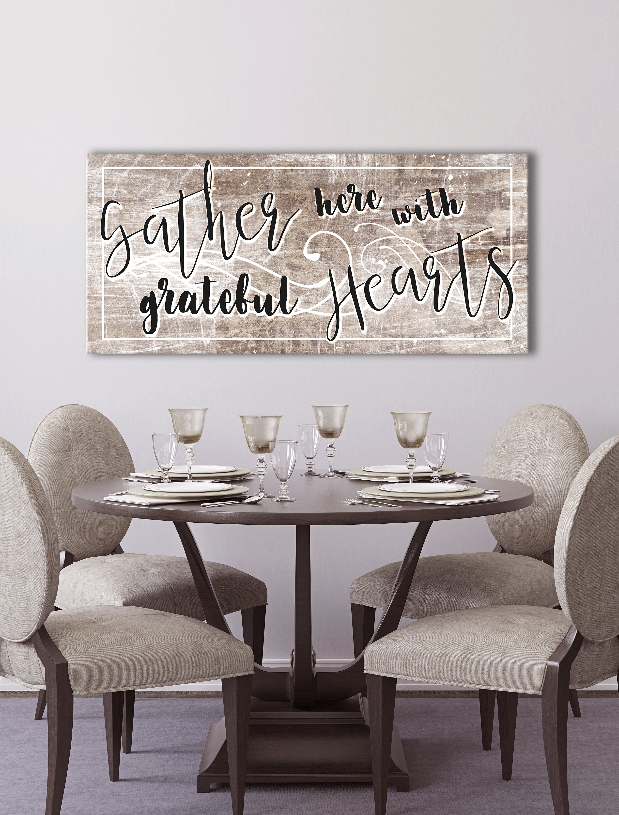 Ready-to-Hang Wood Frame Home Wall Art: Gather with Grateful Hearts