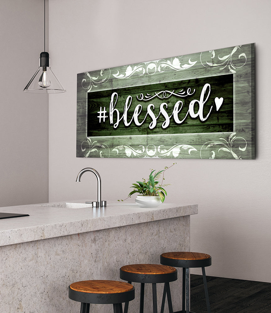 High - Quality Wood - Framed 'Hashtag Blessed' Christian Wall Art, Ready To Hang