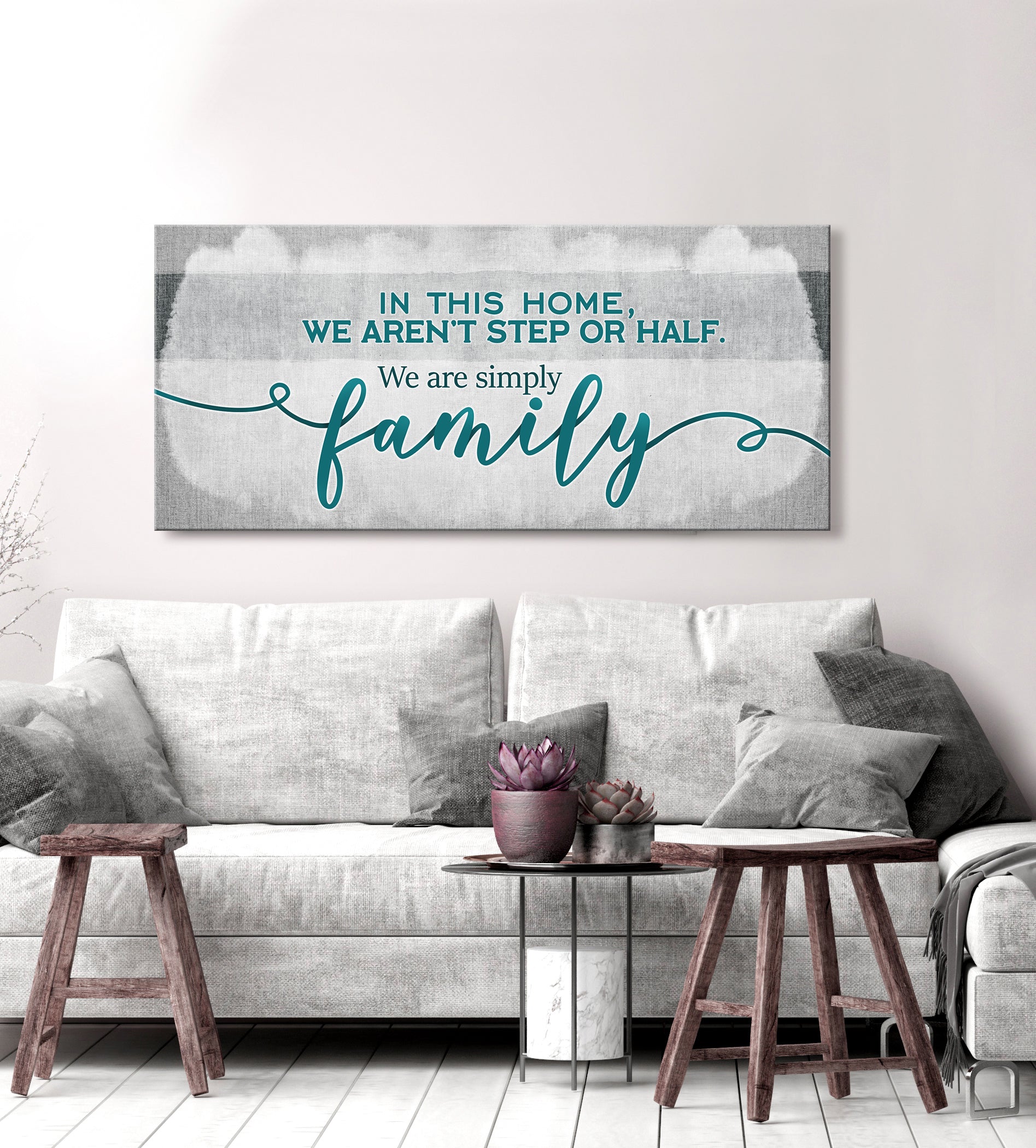 Exclusive Family Wall Art: 'In This Home We Aren't Step Or Half' - Wood Frame, Ready To Hang! Buy 2 Save 20%