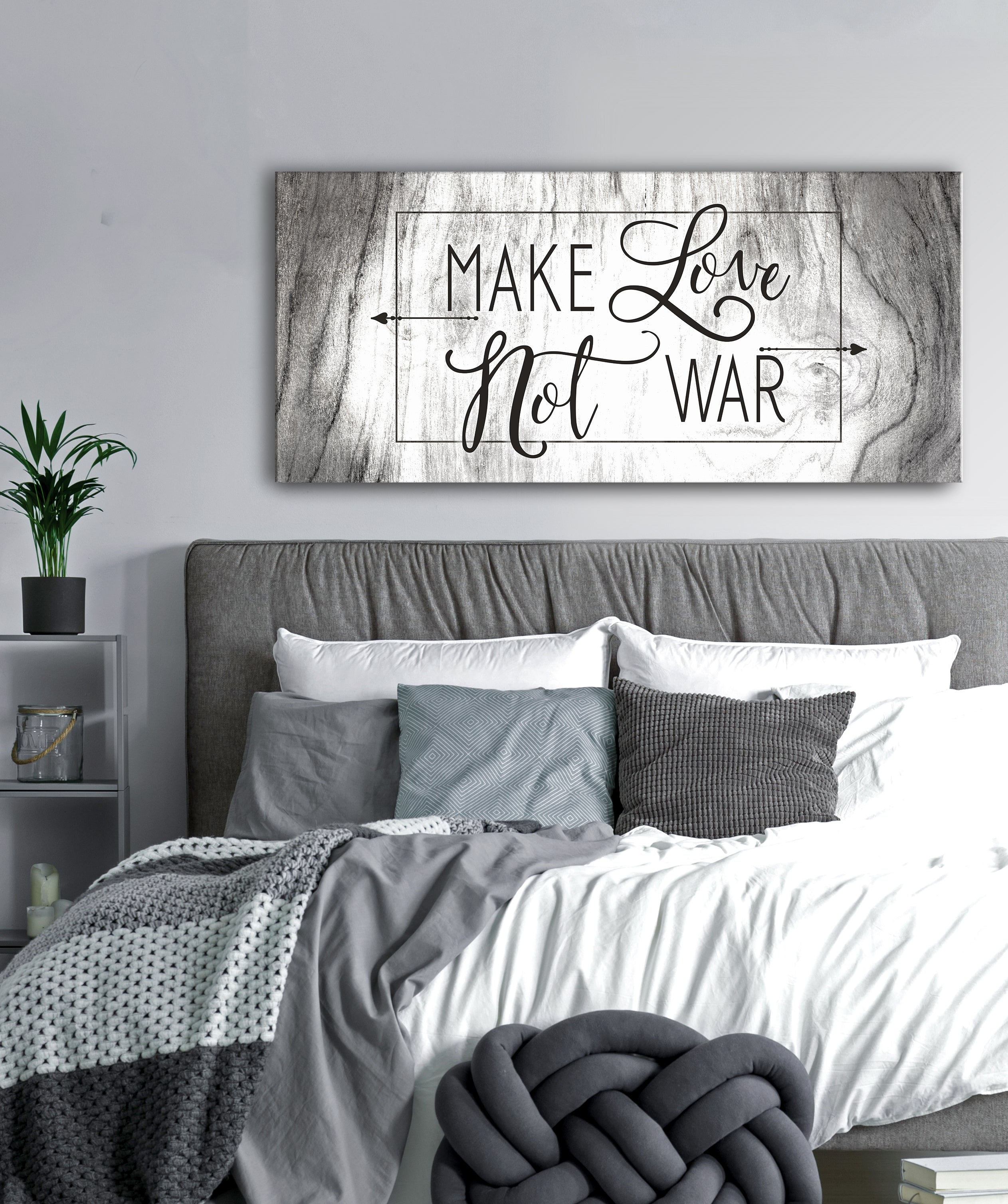 High - Quality Wood - Framed 'Make Love Not War' Home Wall Art, Ready to Hang