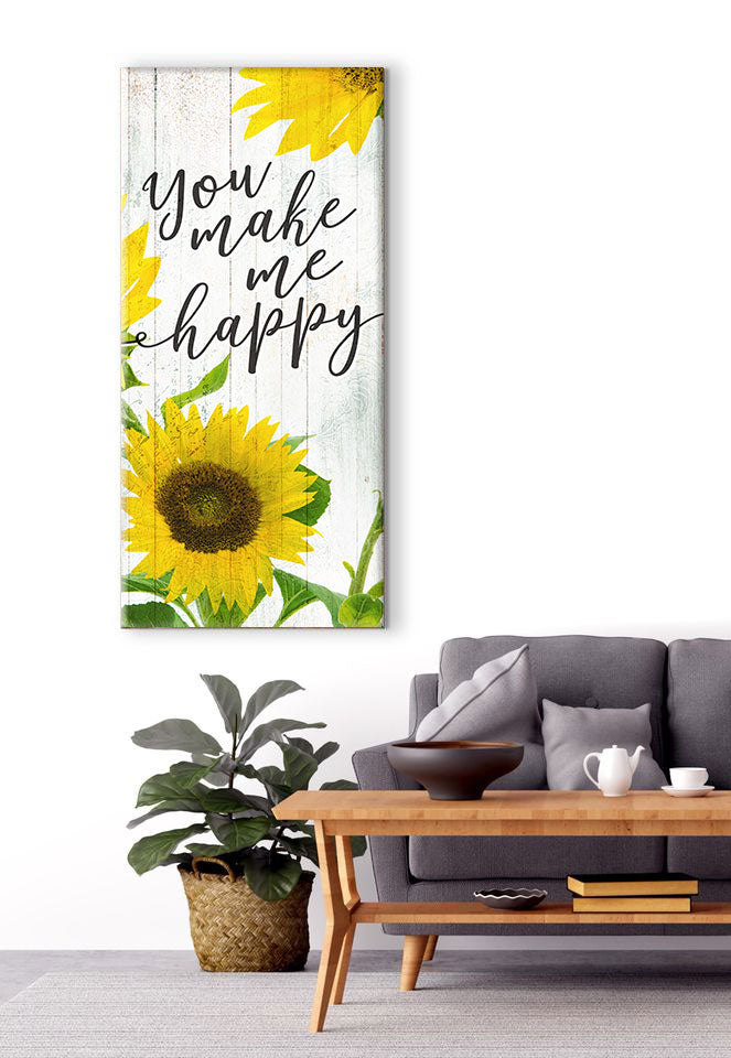 Hot Deal! High - Quality Couples Wall Art 'You Make Me Happy V2' with Wood Frame, Ready to Hang