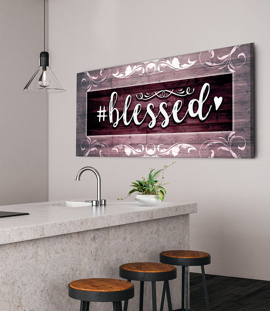 High - Quality Wood - Framed 'Hashtag Blessed' Christian Wall Art, Ready To Hang