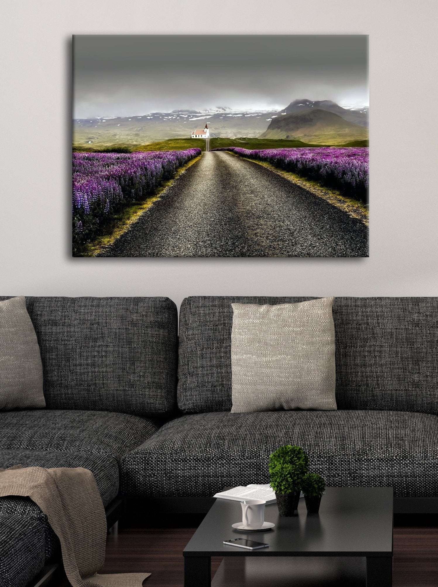 Hot Deal! White Church Road Road Wall Art with Wood Frame, Ready to Hang