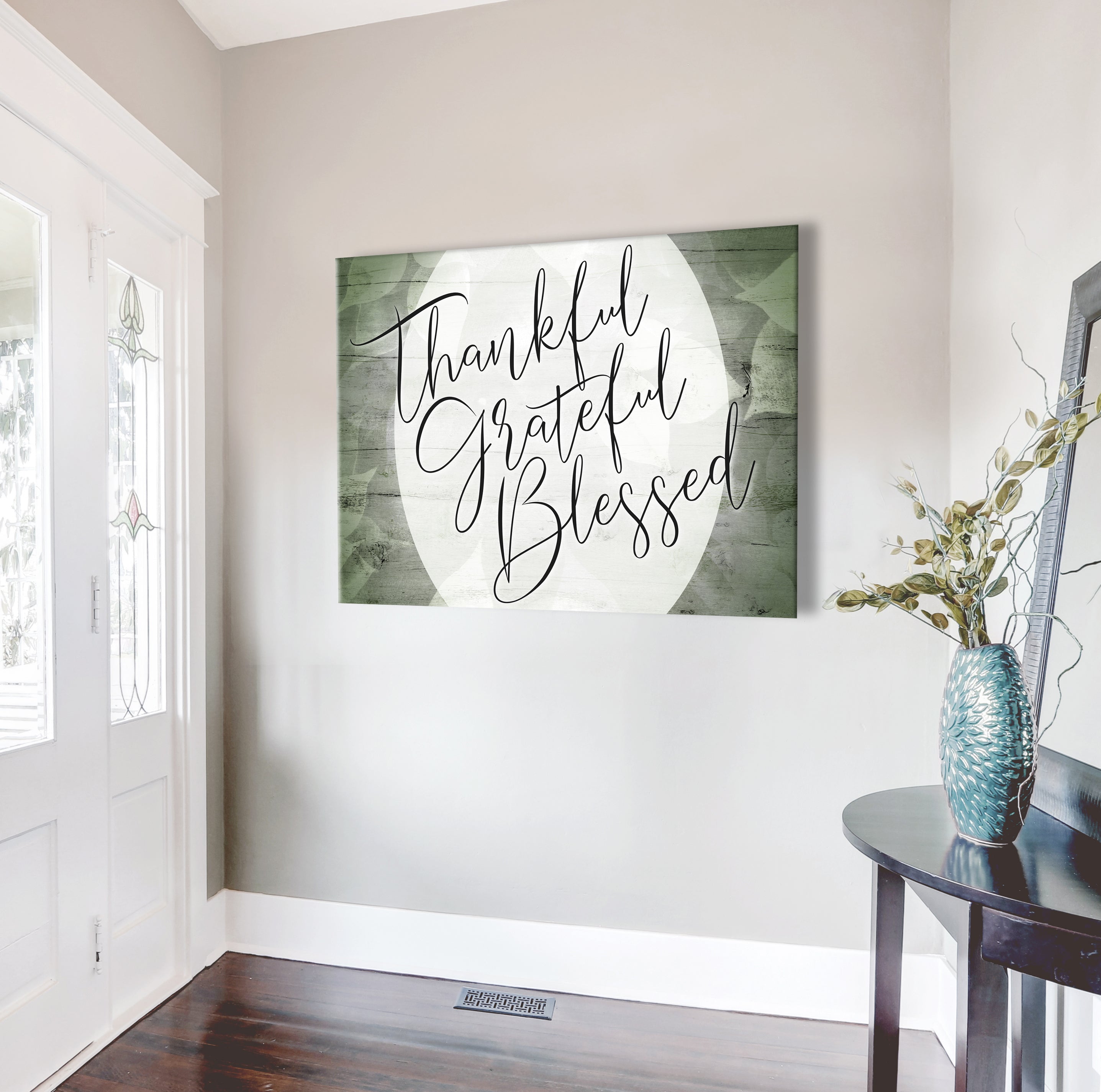 Christian Wall Art: Thankful Grateful Blessed V5 - Wood Frame, Ready To Hang! Buy 2 Save 20%