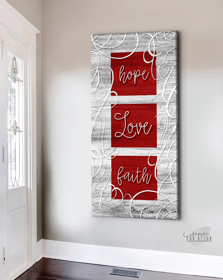 Exclusive Christian Wall Art: Hope Love Faith V4 with Wood Frame, Ready to Hang - Buy 2 Save 20%