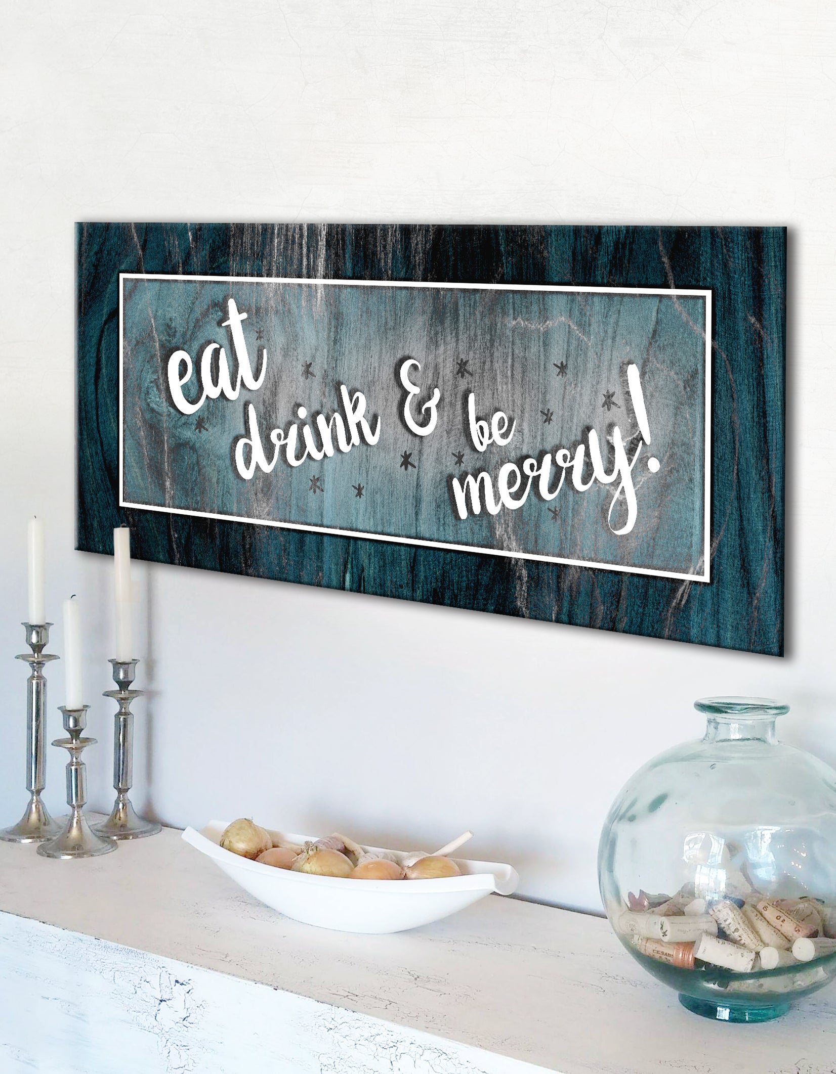 Ready-To-Hang Wood-Frame Kitchen Wall Art: Eat, Drink, and Be Merry