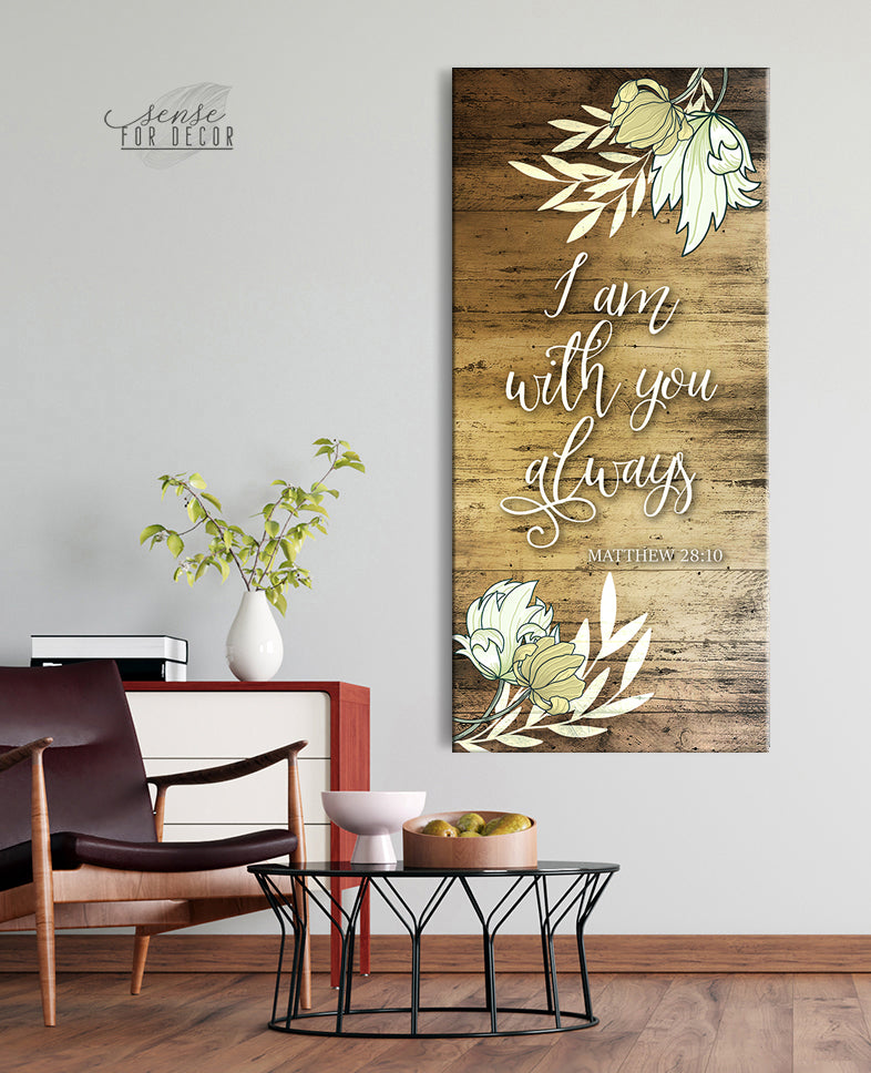 High - Quality Wood - Framed Couples Wall Art: 'I Am With You Always' Scripture V2 (Ready To Hang)