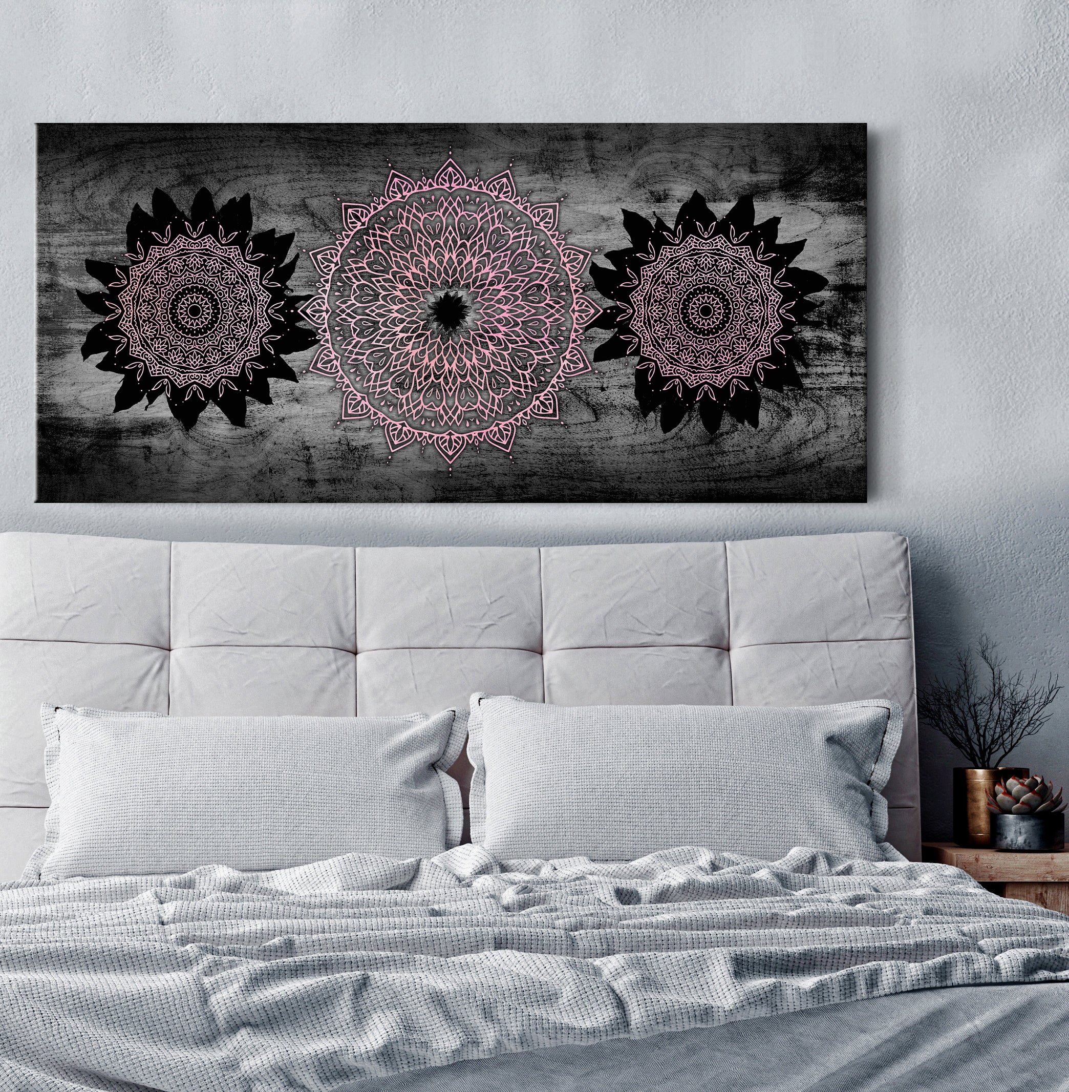 Boho Mandala Sunflowers Wall Art with Wood Frame - Ready to Hang! Buy 2 Save 20%