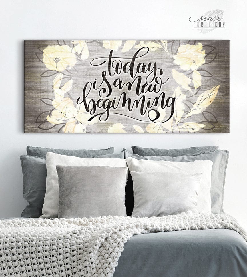 Exclusive Offer! Inspiring Wall Art - 'Today is a New Beginning' with Wood Frame, Ready to Hang