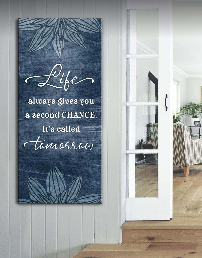 Exclusive! Home Wall Art - Life Always Gives You Second Chance V2 (Wood Frame, Ready To Hang)