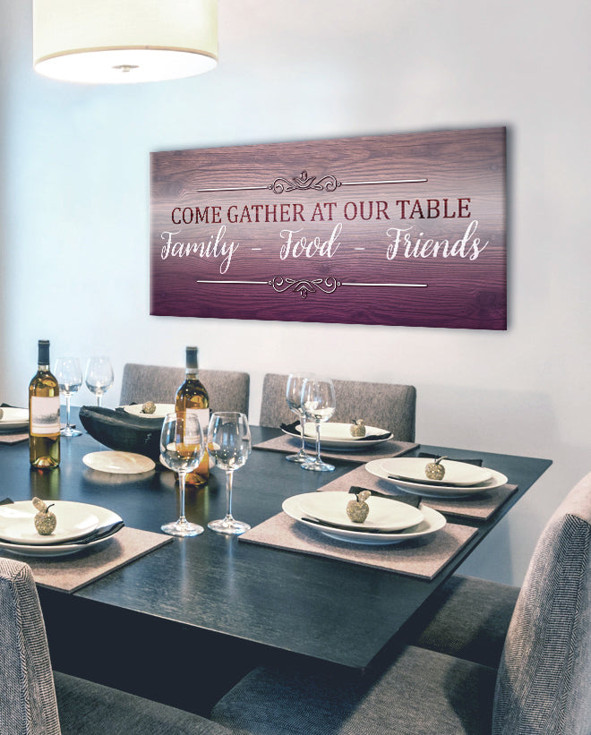 High - Quality Wood - Framed 'Come Gather At Our Table' Home Wall Art Ready To Hang
