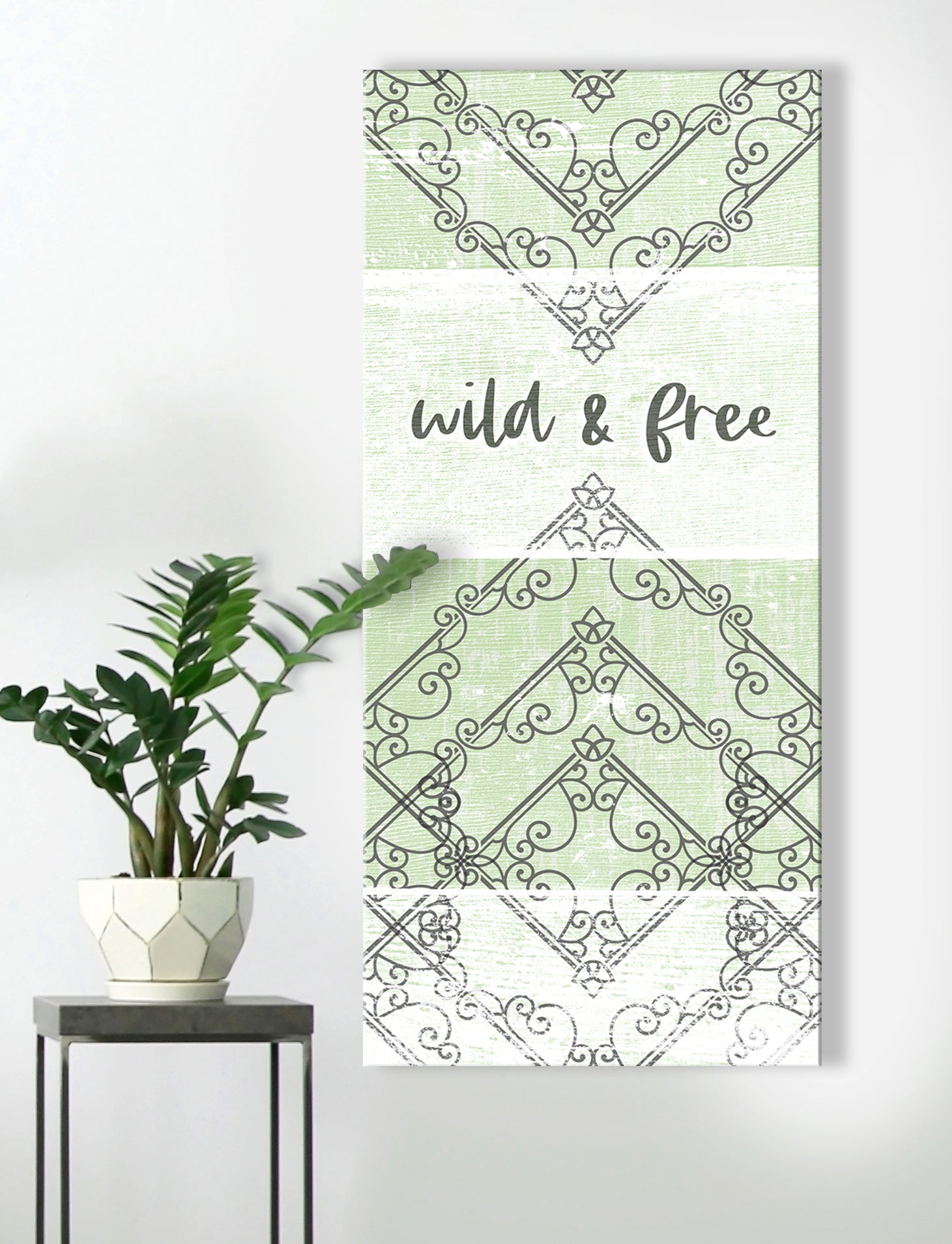 Ready-to-Hang Boho Wall Art: Wild and Free V5 with Wood Frame