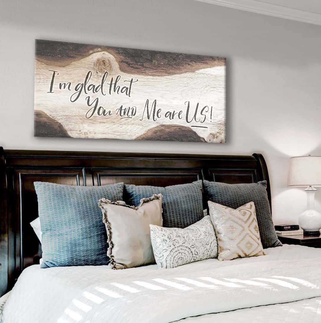 Ready-to-Hang Bedroom Wall Art: I'm Glad We're Together (Wood Frame)