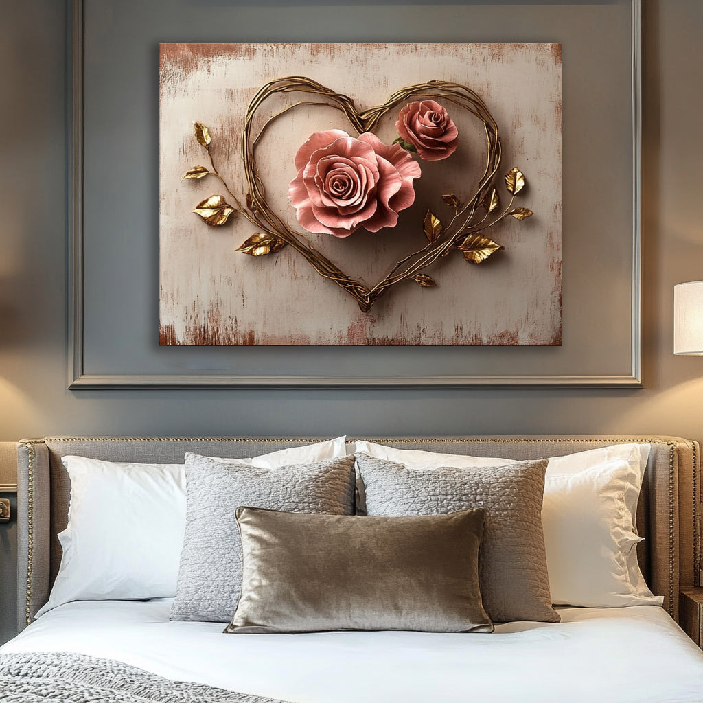 Exclusive Golden Heart Bouquet Wall Art V14 - Buy 2, Save 20%