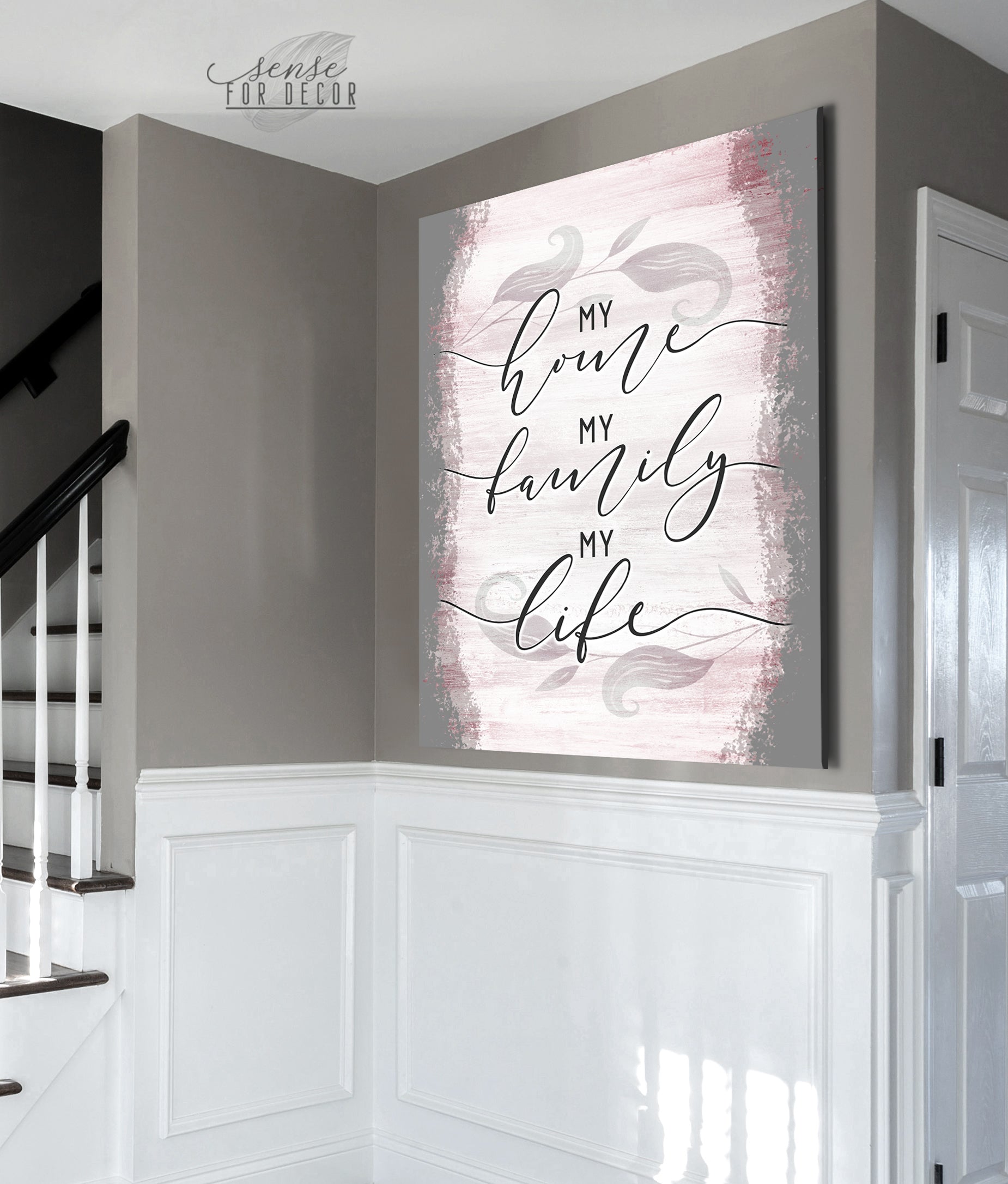 Exclusive Offer! High - Quality Wood - Framed Home Wall Art: My Home My Family My Life, Ready To Hang