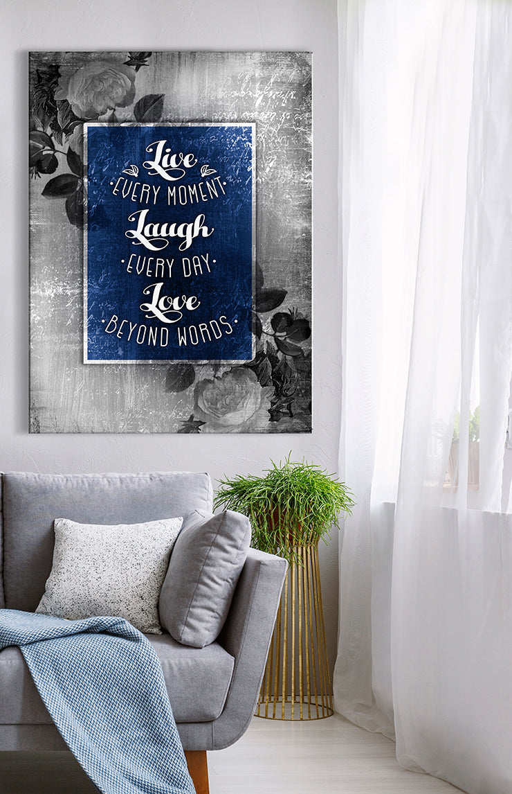 Hot Deal! Ready - To - Hang Wood - Framed Home Wall Art: Live Every Moment, Laugh Every Day V6