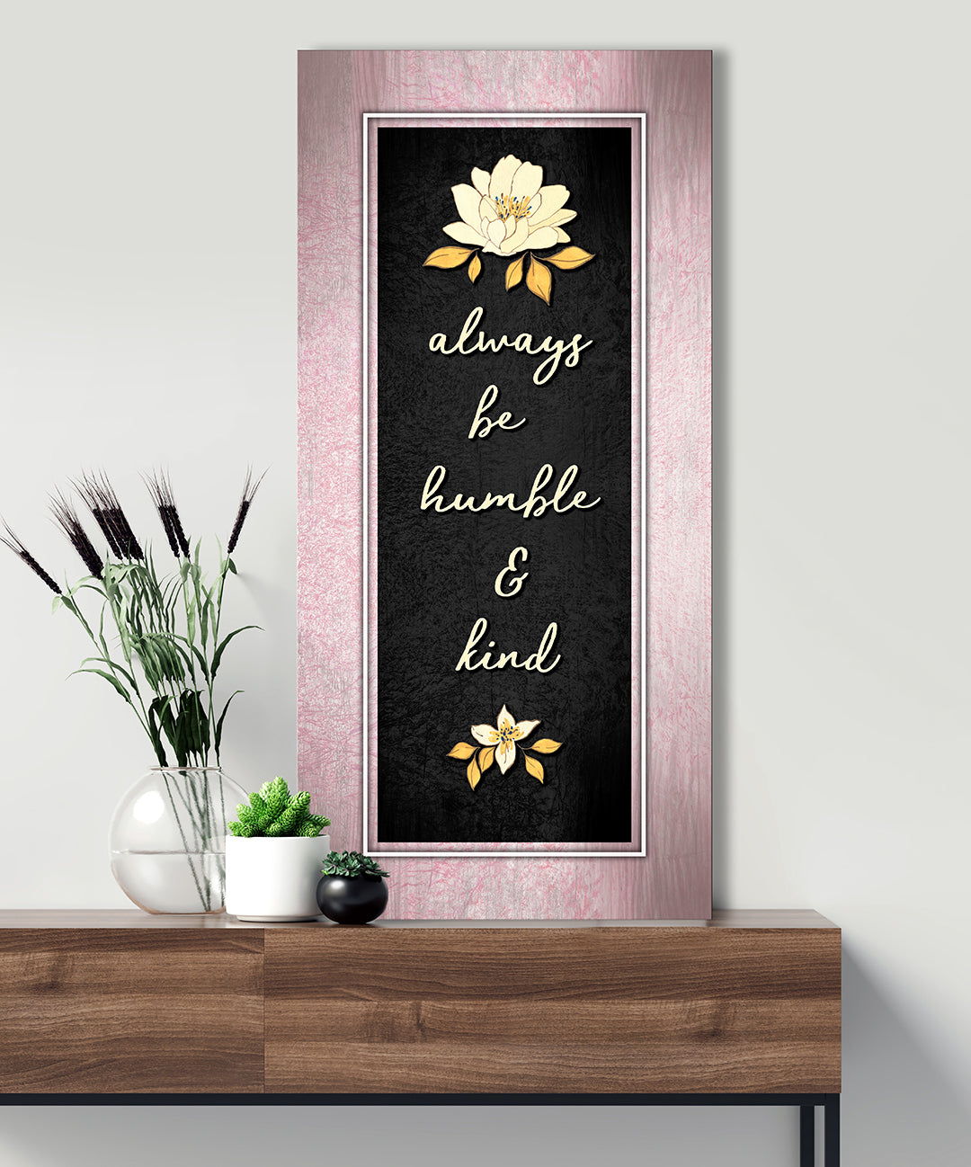 Exclusive Christian Wall Art: 'Always Stay Humble and Kind' V7 - Wood Frame, Ready to Hang!