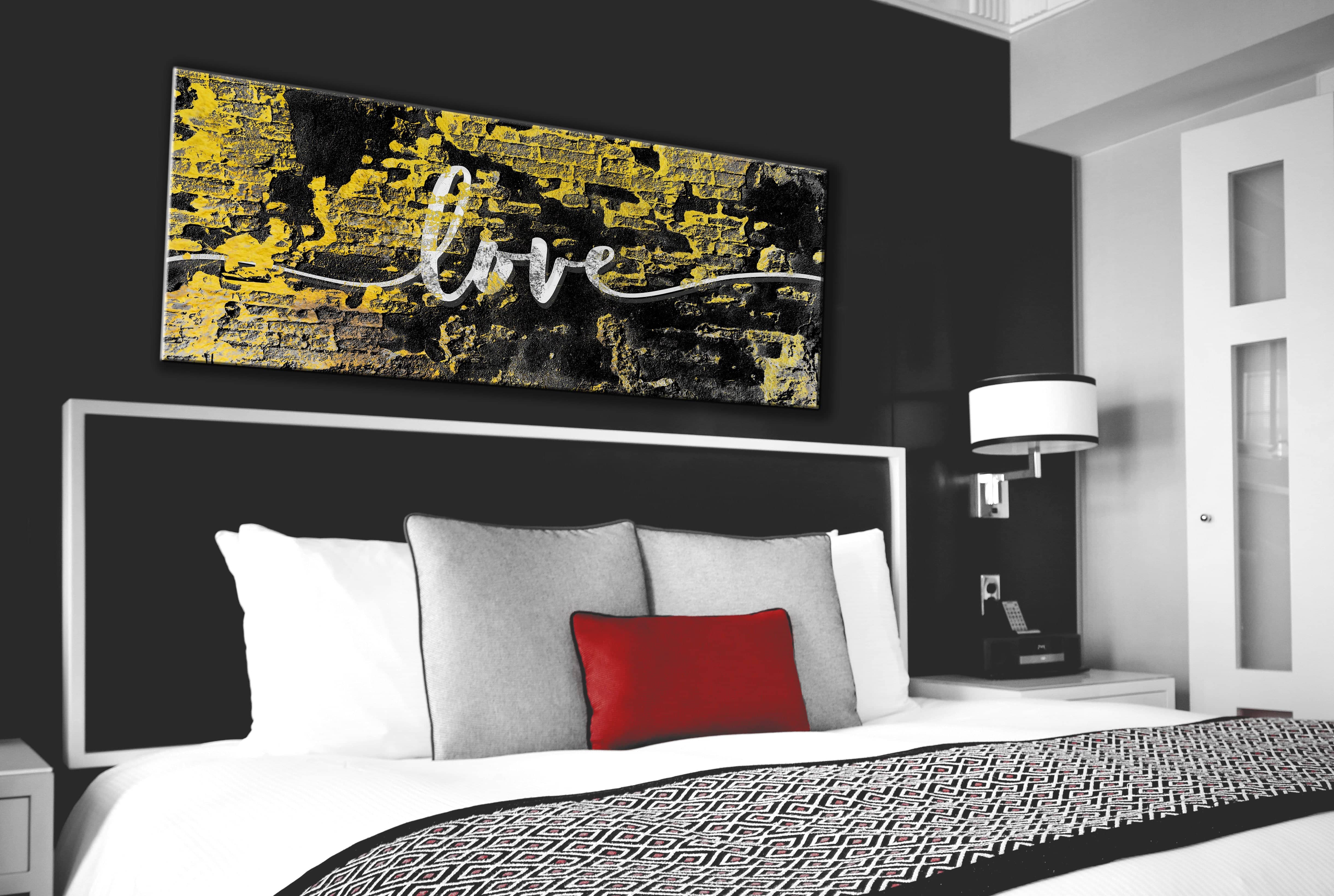 High - Quality Gold Love Wall Art with Wood Frame, Ready to Hang for Bedroom