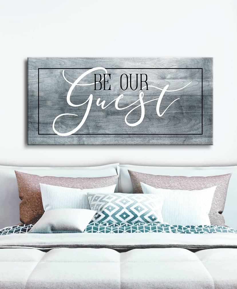 High - quality Wood - framed Bedroom Wall Art: Be Our Guest V2, Ready to Hang