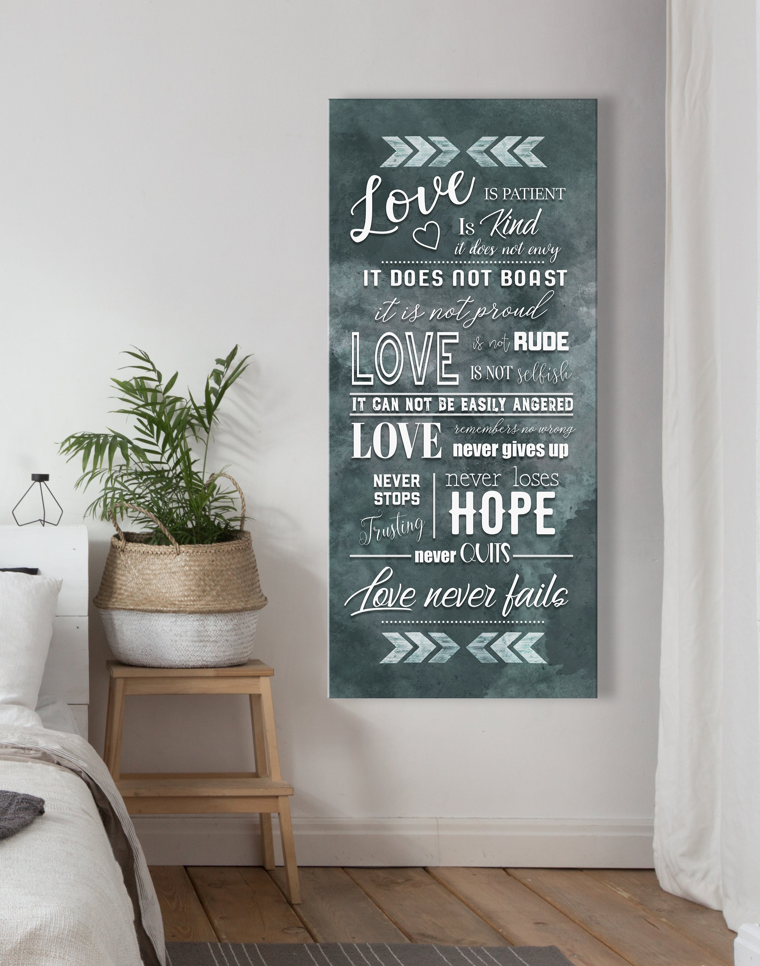 High - Quality Wood - Framed Couples Wall Art: Love Is Patient, Love Is Kind V3 (Ready To Hang)
