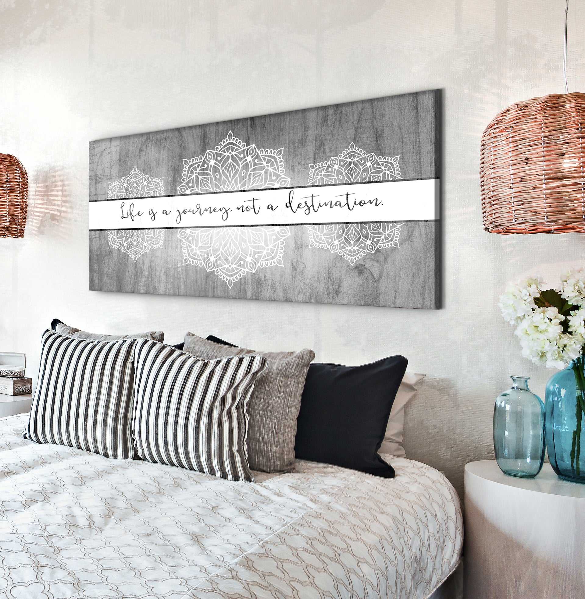 Boho Life is a Journey Wall Art with Wood Frame, Ready to Hang for Your Home