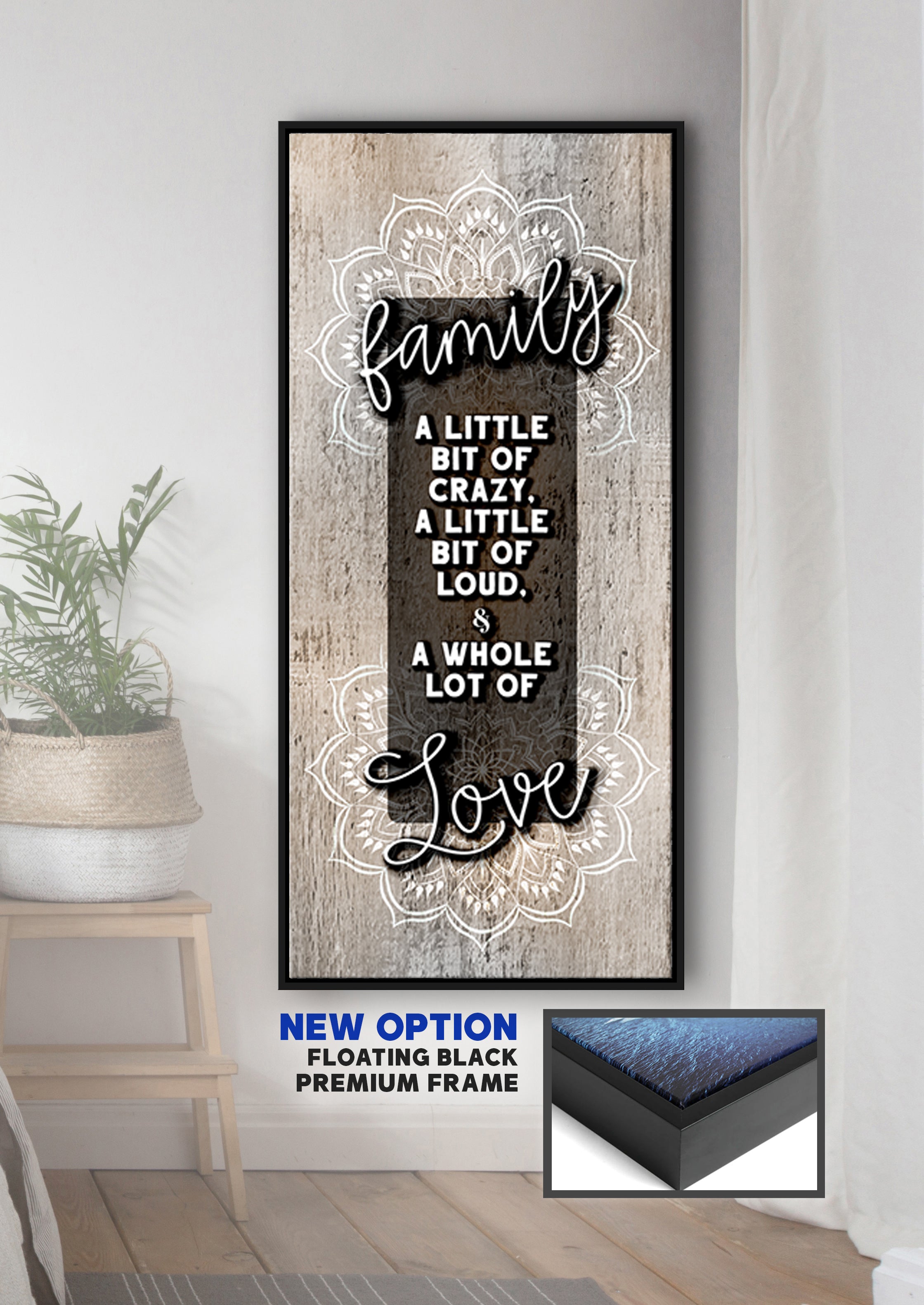 Hot! Boho Family Wall Art V4 with Wood Frame, Ready to Hang