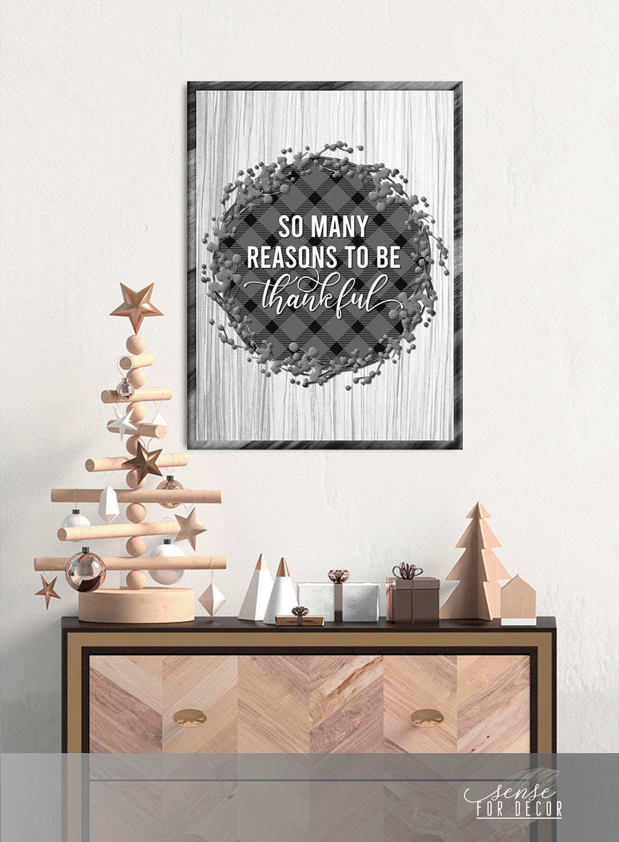 Christian Wall Art - So Many Reasons To Be Thankful, Wood Frame, Ready To Hang! Buy 2 Save 20%