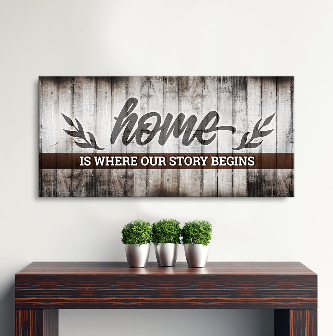 Exclusive! Home Wall Art - 'Home is Where our Story Begins V4' (Wood Frame, Ready to Hang)