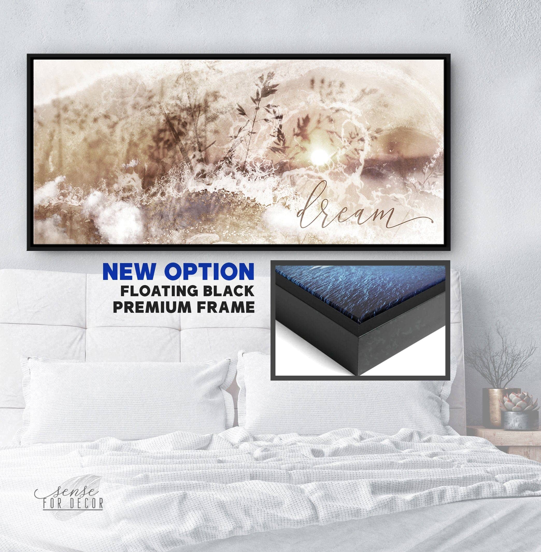 High - Quality Bedroom Wall Art: Dream with Wood Frame, Ready to Hang