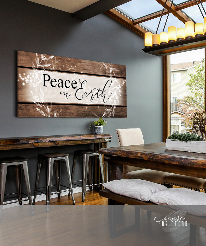 Hot Sale! Holiday Wall Art - Peace on Earth V2 with Wood Frame, Ready To Hang